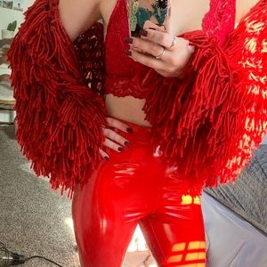 Stylish red yarn jacket